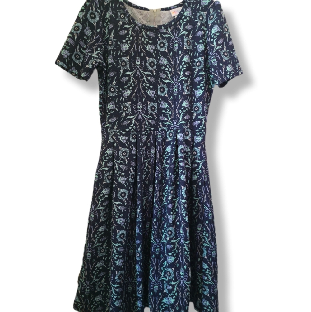 Navy Floral Fit & Flare Dress